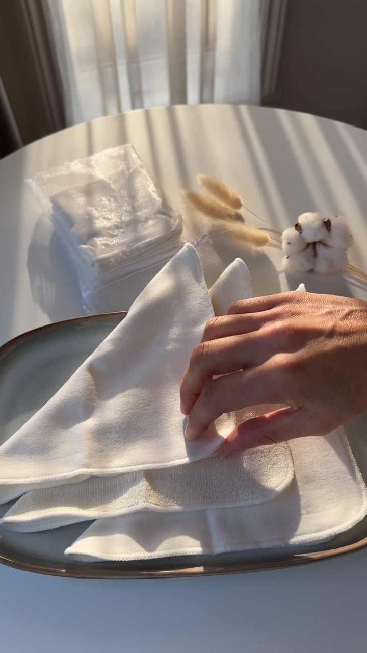 Serviettes pour le visage en fibres naturelles de coton et bambou ÖL cosmétiques