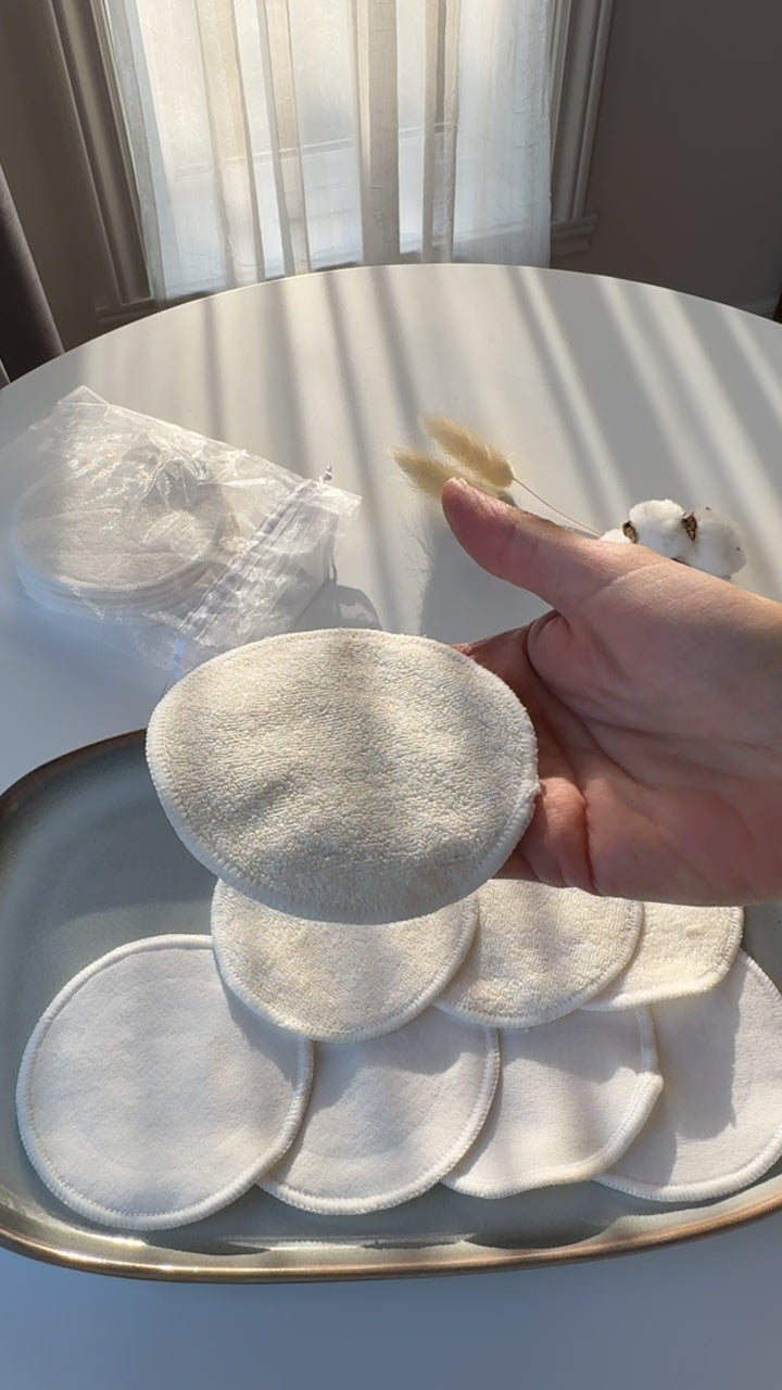 Disques démaquillants en fibres naturelles de coton et bambou
