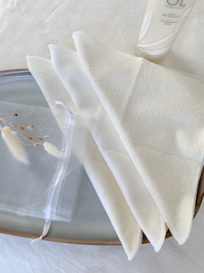 Serviettes pour le visage en fibres naturelles de coton et bambou ÖL cosmétiques